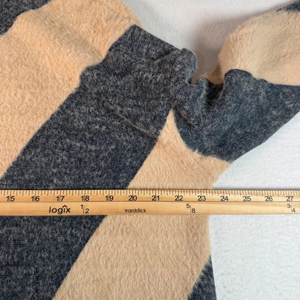 Maeve Anthropologie Fuzzy Mock Neck‎ Sweater L Colorblock Stripe Cozy Soft Knit
